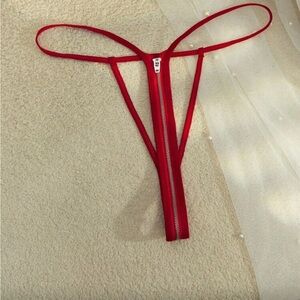 Red Strappy Zipper Bottom